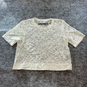 Raquel Allegra Women's Lace Short-Sleeve Top in Cream Size 0